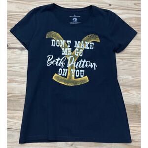 Paramount Yellowstone Knit Tee Women's L Short Sleeve Black Crew Neck